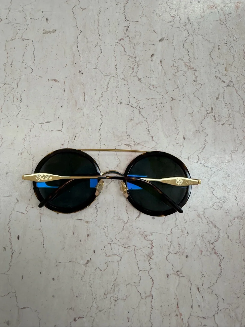 Wildfox Winona Gold and Tortoise Frame Round Sunglasses